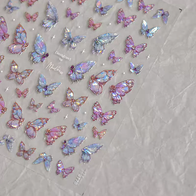 3770 - Self-Adhesive Glass Stain Butterfly Nail Stickers