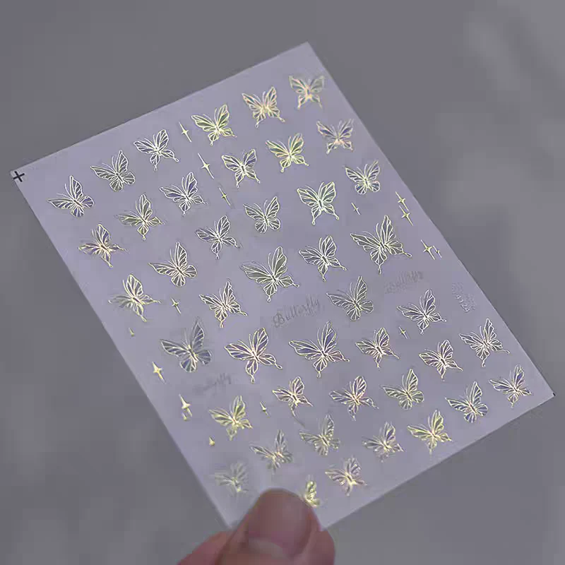 4124 - Self-Adhesive Stained Glass Butterfly Nail Stickers