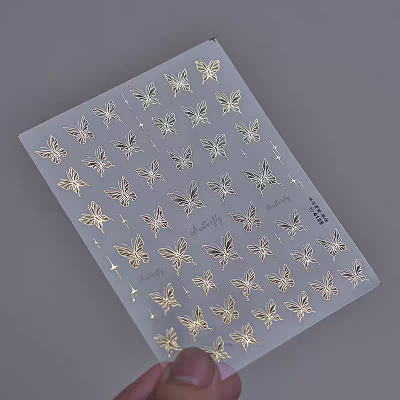 4125 - Self-Adhesive Stained Glass Butterfly Nail Stickers