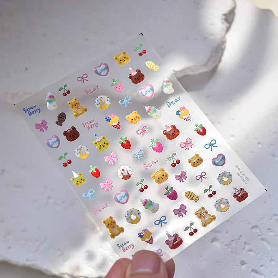 4259 - Self-Adhesive Sweet Bear Nail Stickers - Image 2