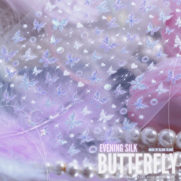 Blanc Blanc - Evening Silk Butterfly Stickers (S526)