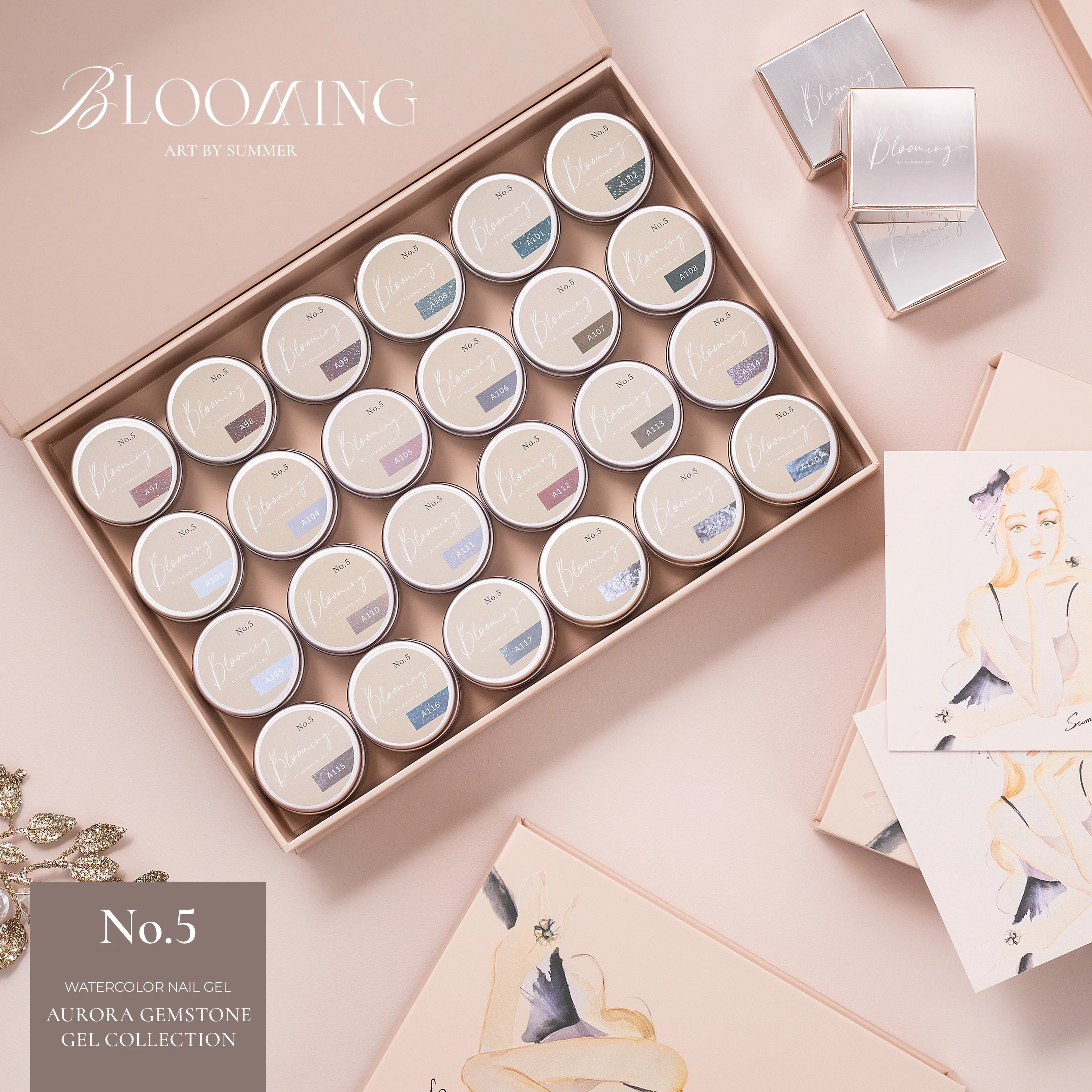 Blooming Nails - No.5 Watercolor Nail Gel Set - Image 3