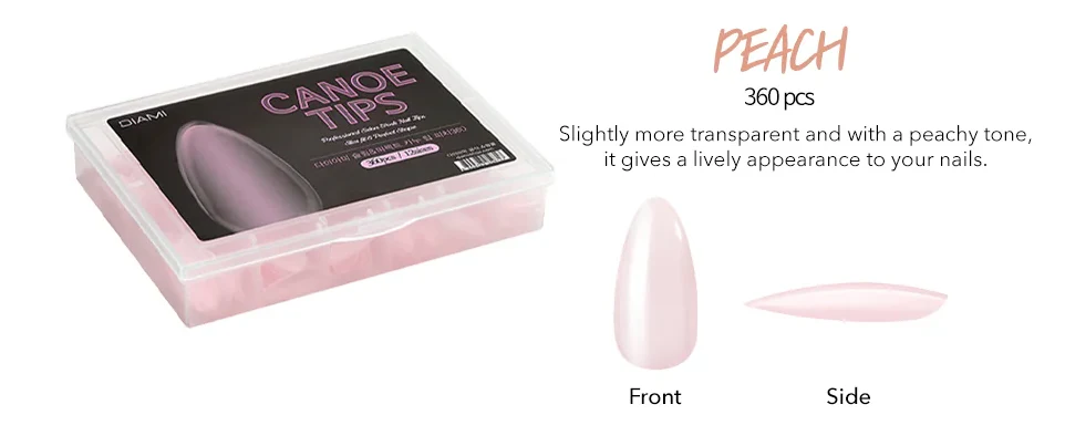 DIAMI Canoe Nail Tip Extensions [Peach and Clear] - Image 4