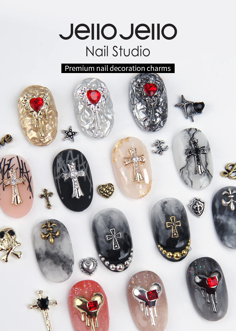 Jello Jello - Antique Chrome Nail Charms (NST001 - NST073)