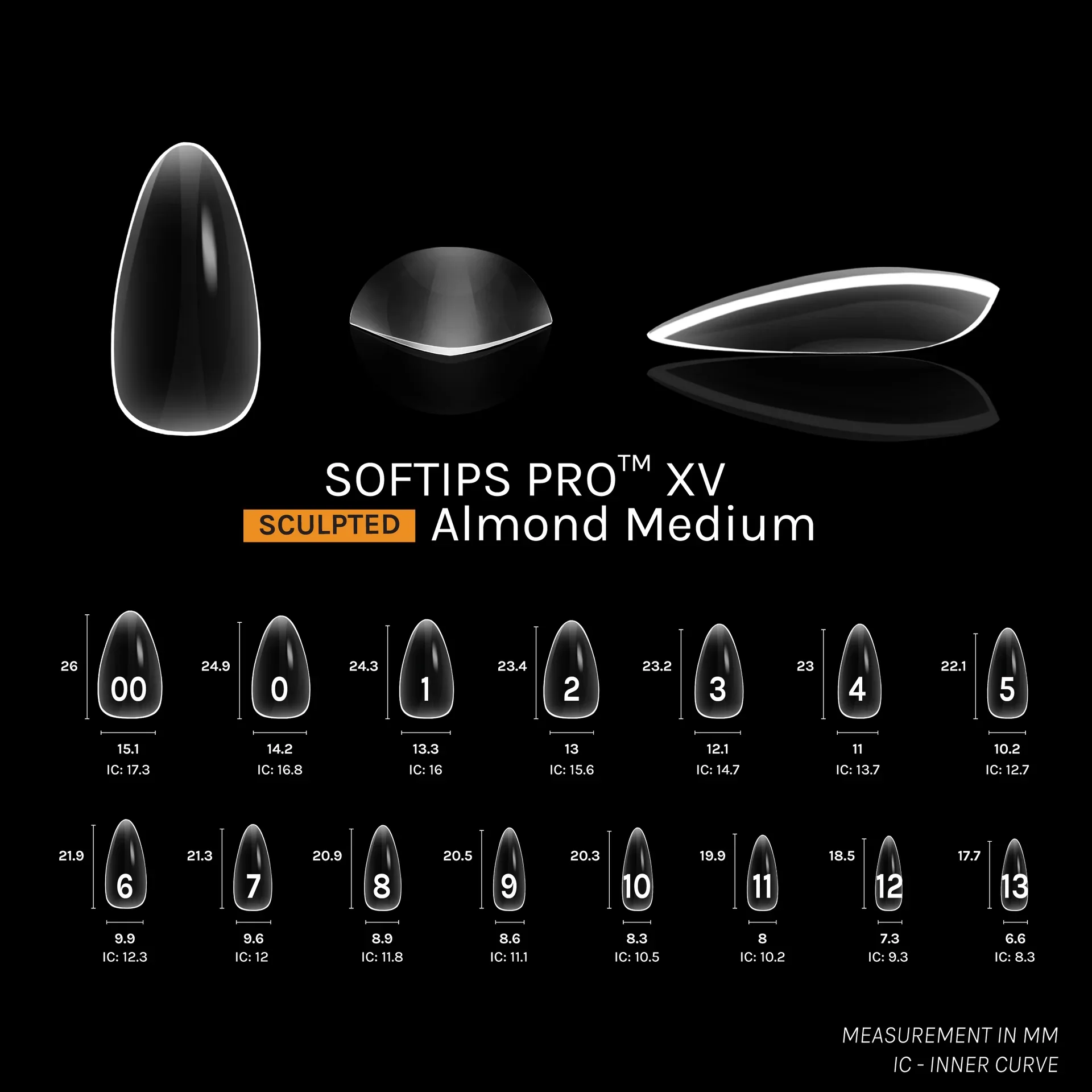 SOFGEL - SOFTIP PRO XV Sculpted Almond Medium - 600pcs - Image 3