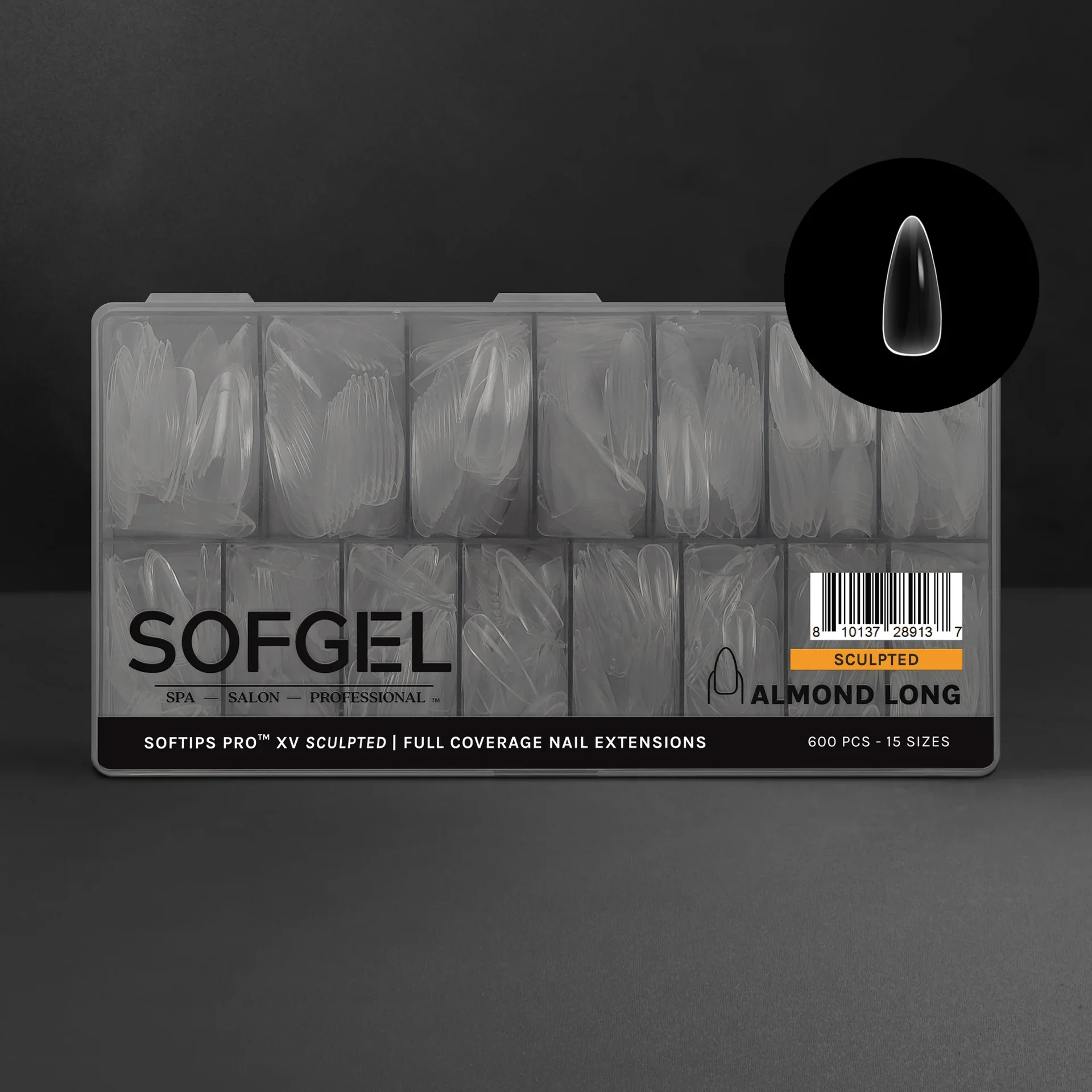 SOFGEL - SOFTIPS PRO XV Sculpted Almond Long - 600pcs